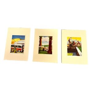 VNTG 1943 Coca-Cola Our America Transportation Litho Prints Lot 3 Canson Matted